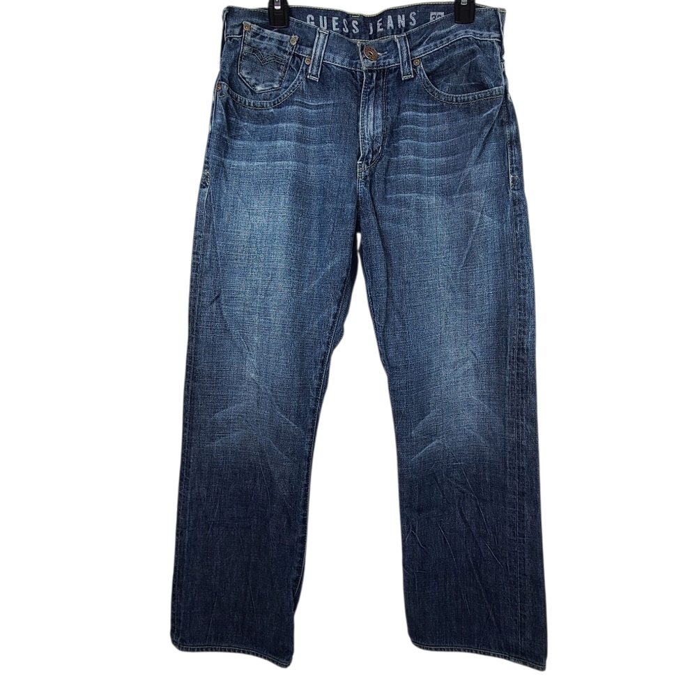 GUESS Cliff Straight Leg Mens Jeans Sz 32 Cotton Blue 30" Inseam